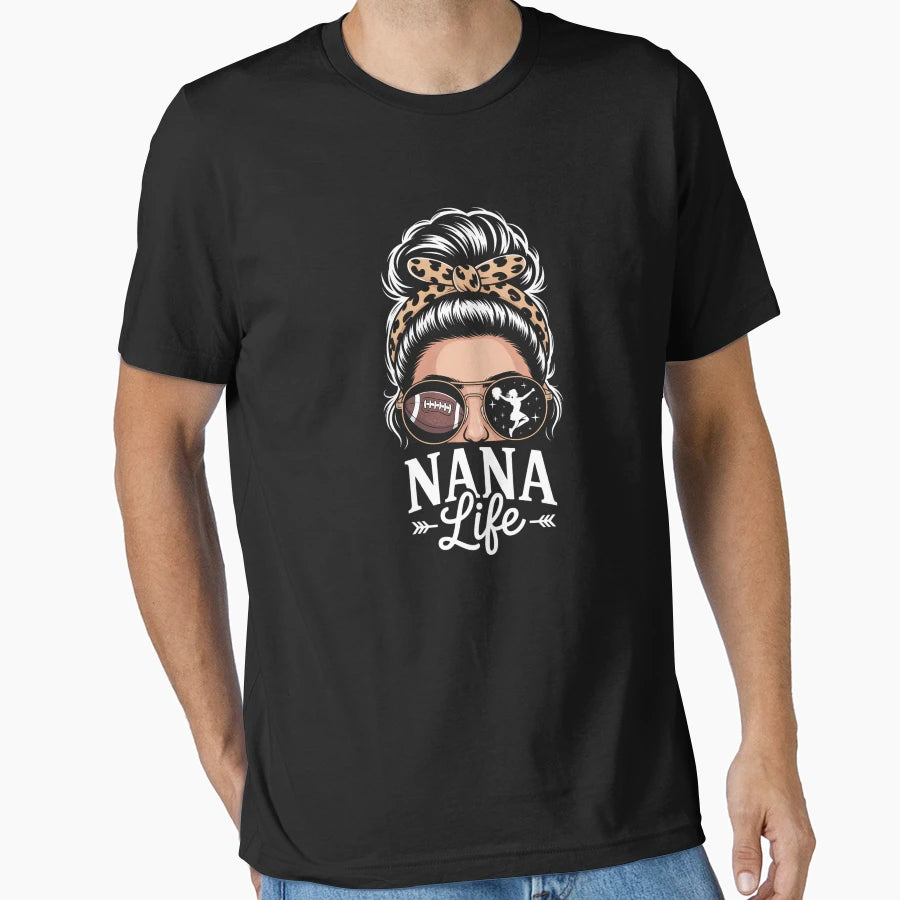 Messy Bun Hair Funny Football Cheer T-Shirt - Trendy Graphic for Adults - T-Shirt, Sweatshirt, Hoodie