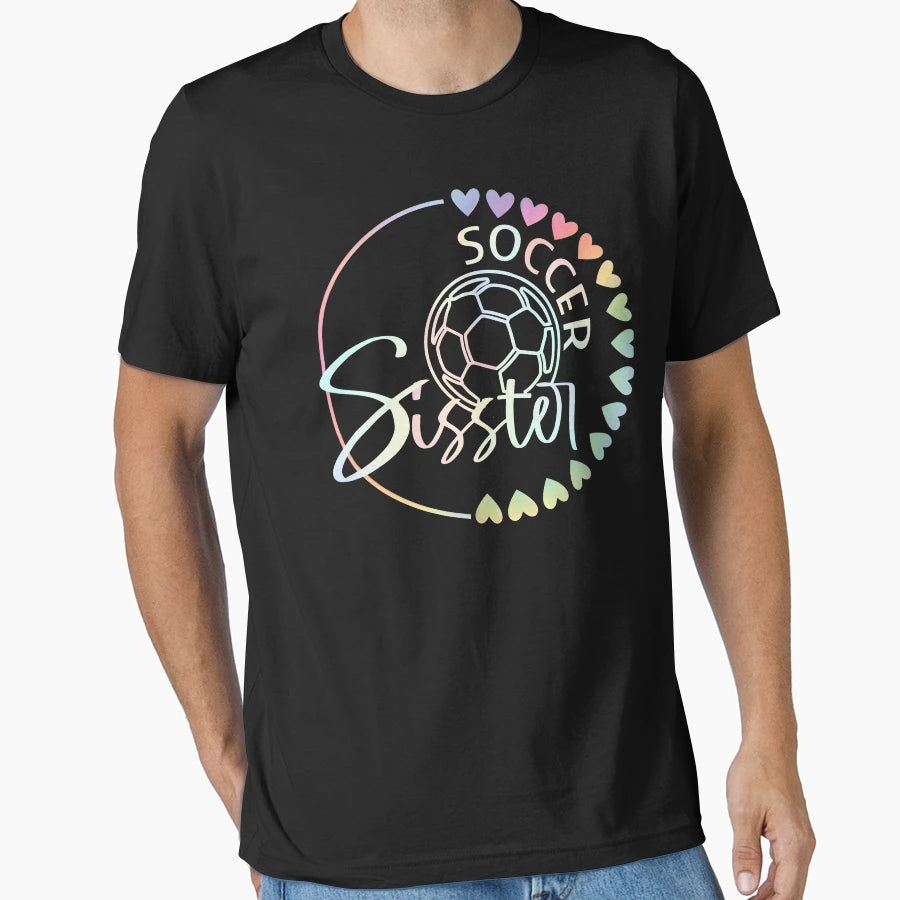 Pastel Tie Dye Soccer Sister Heart T-Shirt - Graphic Print Men Women - T-Shirt, Sweatshirt, Hoodie