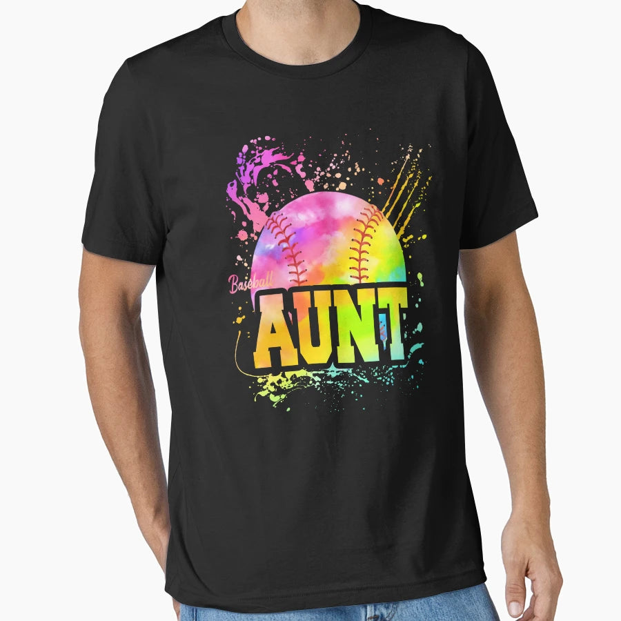 Baseball Aunt Tie Dye Splash T-Shirt - Fun Novelty Design Unisex - T-Shirt, Sweatshirt, Hoodie