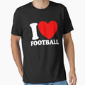 I Love Football Red Heart Football Lover I T-Shirt - Unique Graphic Unisex - T-Shirt, Sweatshirt, Hoodie