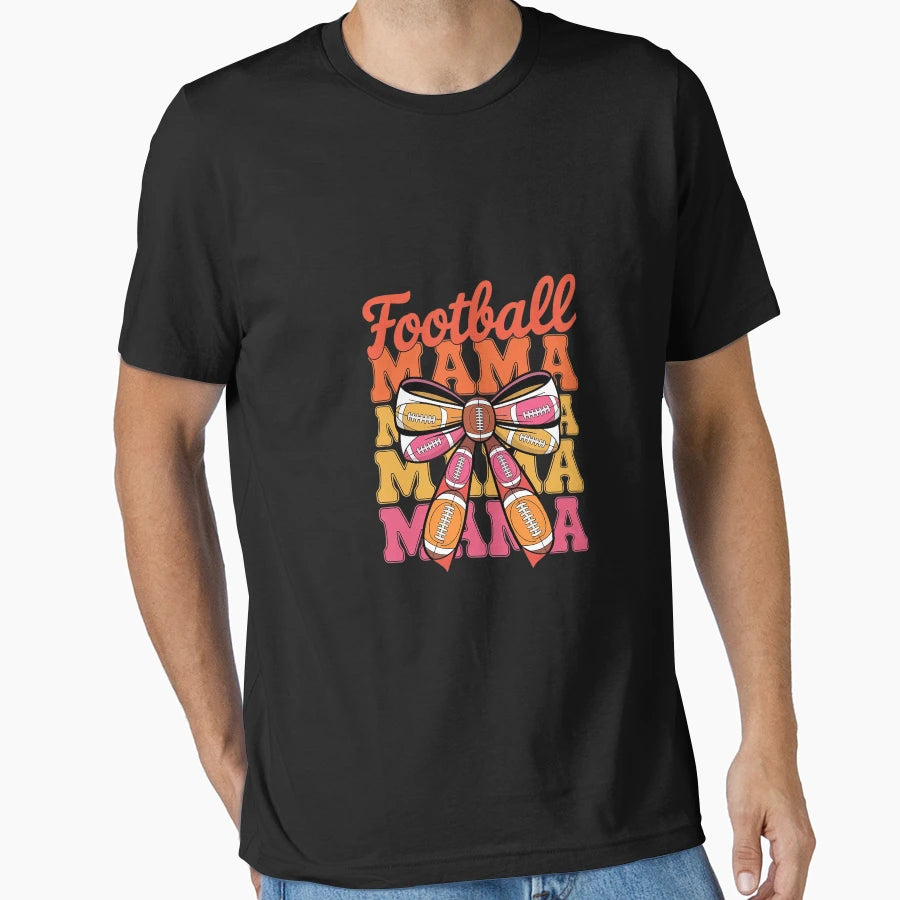 Coquette Bow Game Day Football Mama Mom T-Shirt - Trendy Graphic Men Women - T-Shirt, Sweatshirt, Hoodie