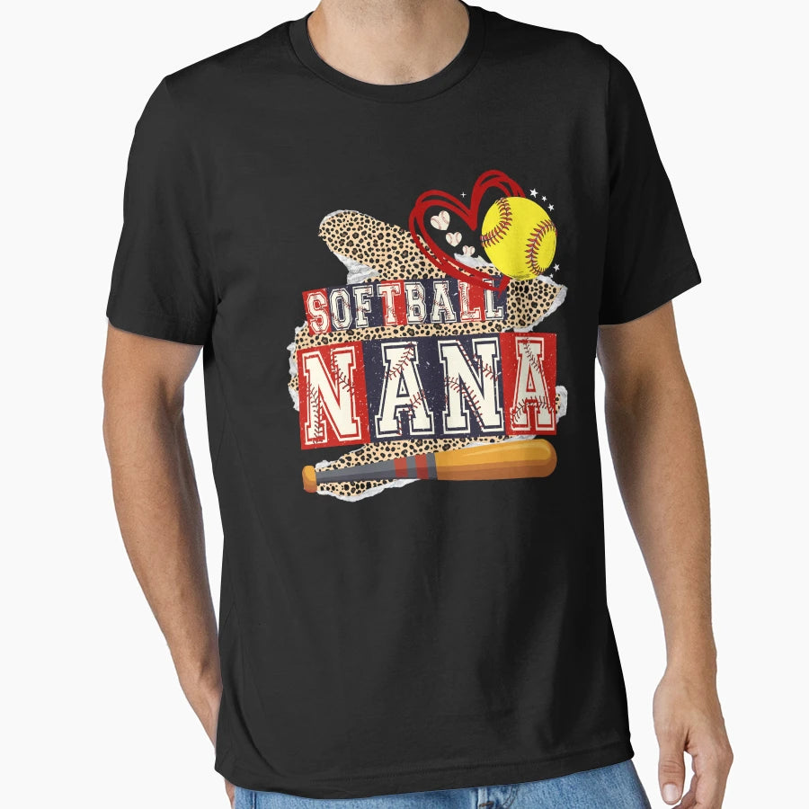 Leopard Softball Nana T-Shirt - Casual Everyday Wear for Adults - T-Shirt, Sweatshirt, Hoodie