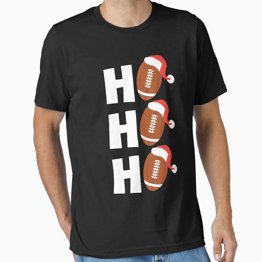 Ho Ho Ho Football Chritsmas T-Shirt - Casual Everyday Wear Unisex - T-Shirt, Sweatshirt, Hoodie