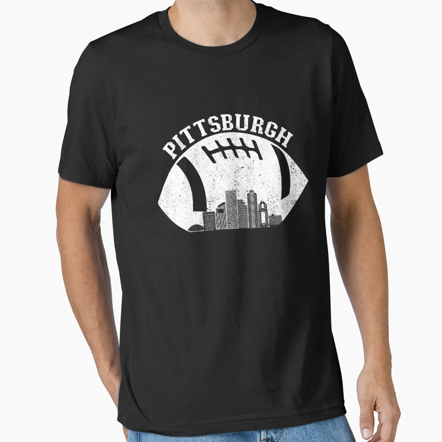 Pittsburgh Skyline Football Fan T-Shirt - Custom Art Print for Adults - T-Shirt, Sweatshirt, Hoodie
