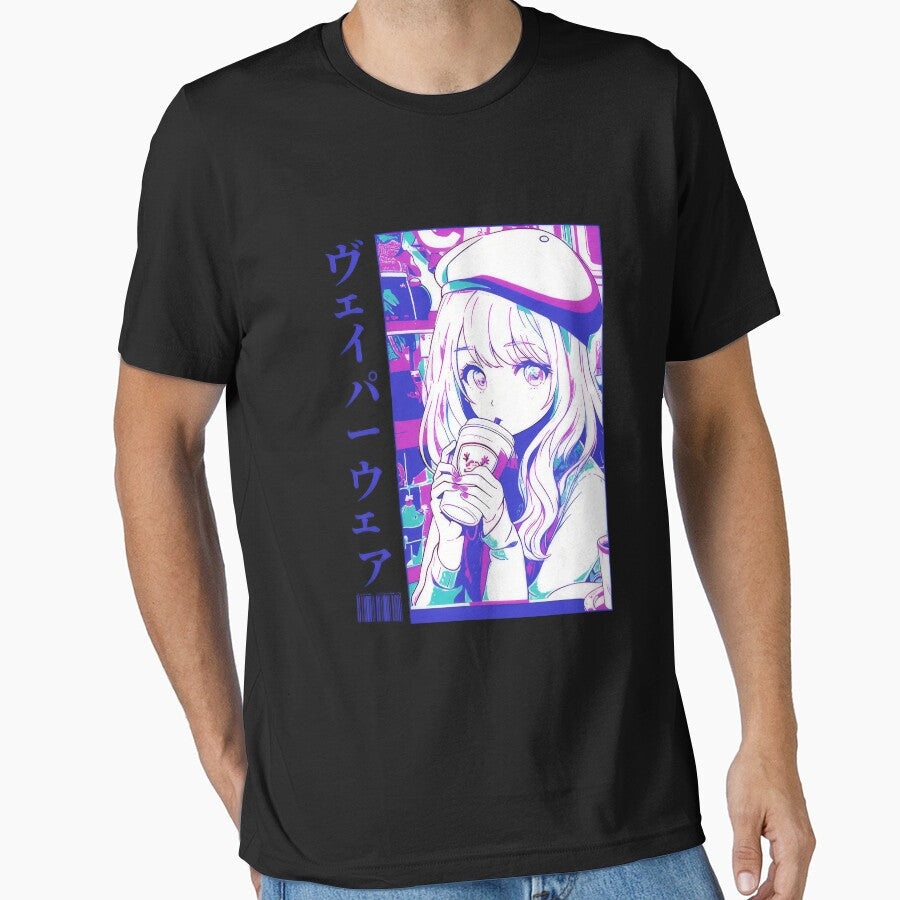 Aesthetic Vaporwave Anime Manga Girl Japanese - Adult & Kids T-Shirts, Sweatshirts & Hoodies apparel design preview 1