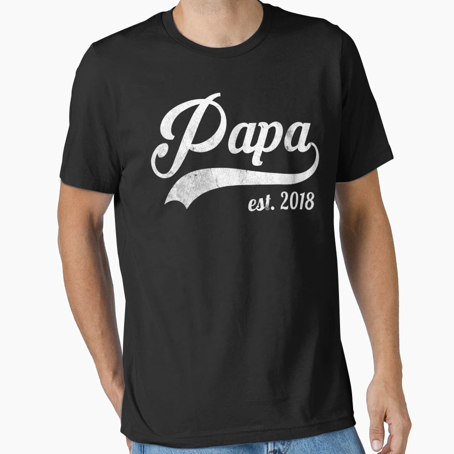 Mens Papa Est 2018 New Papa T-Shirt - Graphic Print for Adults - T-Shirt, Sweatshirt, Hoodie