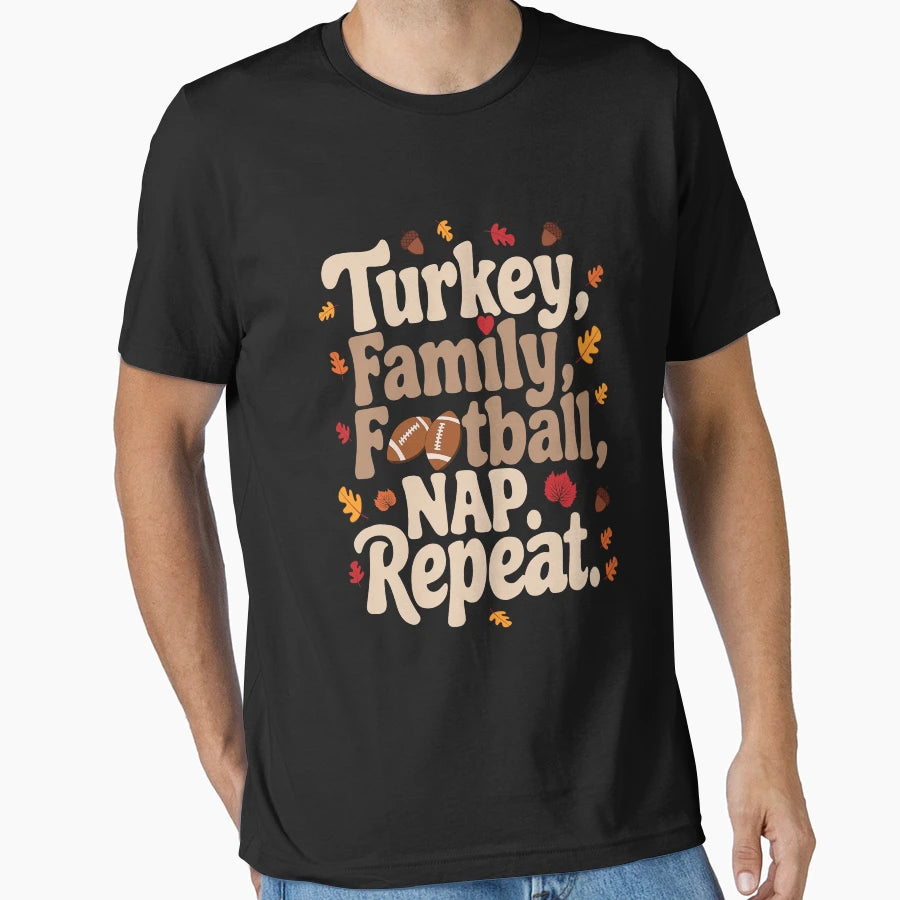 Thanksgiving Routine Turkey Family T-Shirt - Aesthetic Graphic for Adults - T-Shirt, Sweatshirt, Hoodie