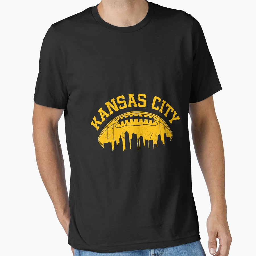 Kansas City Football Kc Skyline Missouri T-Shirt - Trendy Graphic Unisex - T-Shirt, Sweatshirt, Hoodie