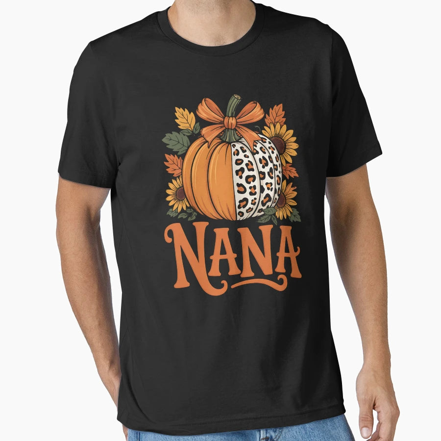 Nana Thanksgiving Leopard Pumpkin T-Shirt - Casual Everyday Wear Men Women - T-Shirt, Sweatshirt, Hoodie