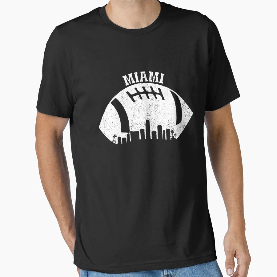 Miami Skyline Football Fan Miami T-Shirt - Novelty Apparel for Adults - T-Shirt, Sweatshirt, Hoodie