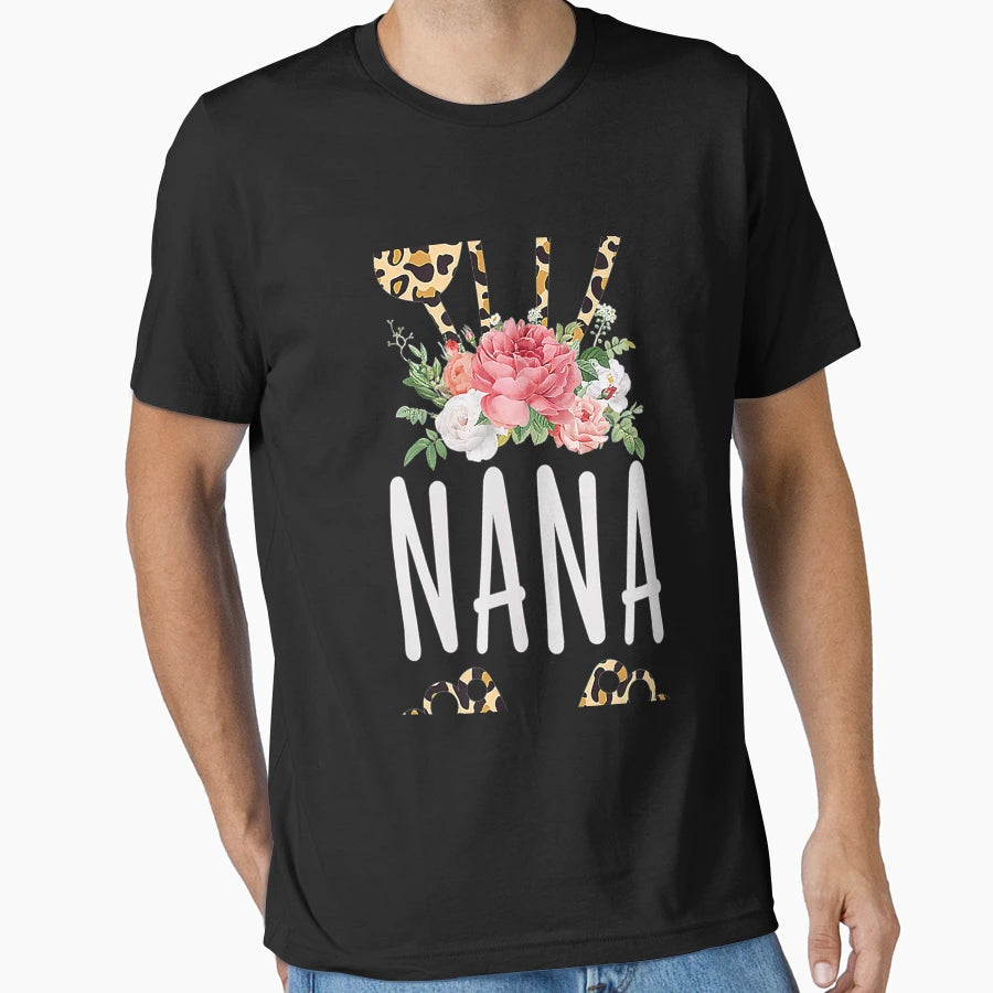 Floral Leopard Nana Bunny Happy T-Shirt - Streetwear Style for Adults - T-Shirt, Sweatshirt, Hoodie