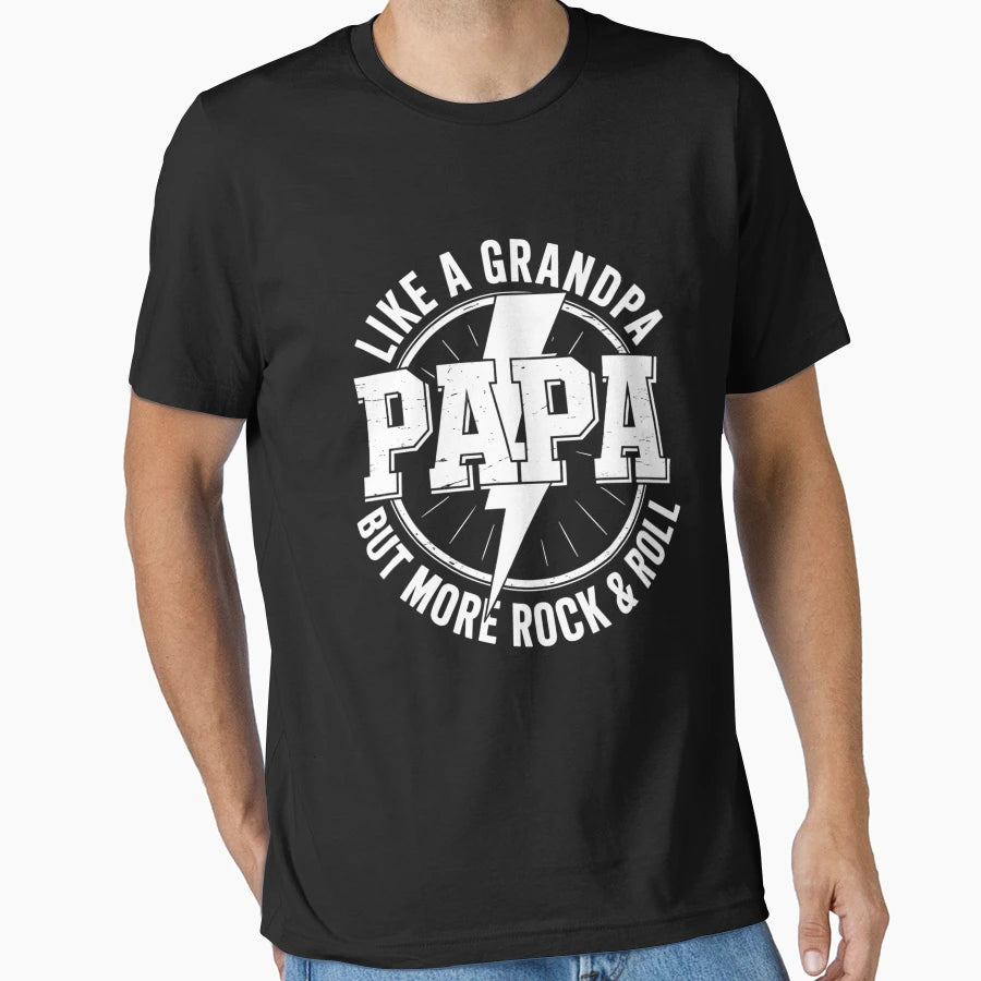 Papa Like Grandpa Fathers Day Rocker T-Shirt - Trendy Graphic for Adults - T-Shirt, Sweatshirt, Hoodie
