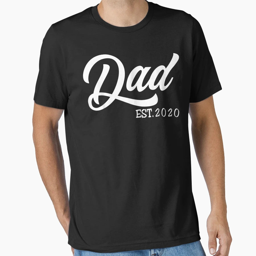 Fathers Day Dad Est 2020 First Time T-Shirt - Custom Art Print Men Women - T-Shirt, Sweatshirt, Hoodie