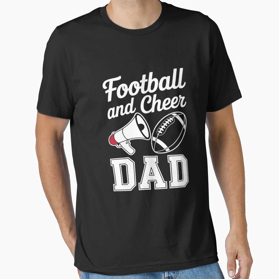 Football And Cheer Dad Cheerleader T-Shirt - Minimalist Print for Adults - T-Shirt, Sweatshirt, Hoodie