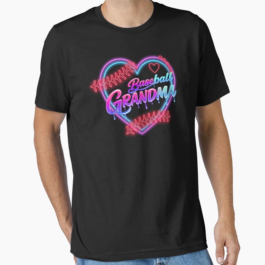 Neon Baseball Grandma Heart T-Shirt - Minimalist Print Unisex - T-Shirt, Sweatshirt, Hoodie