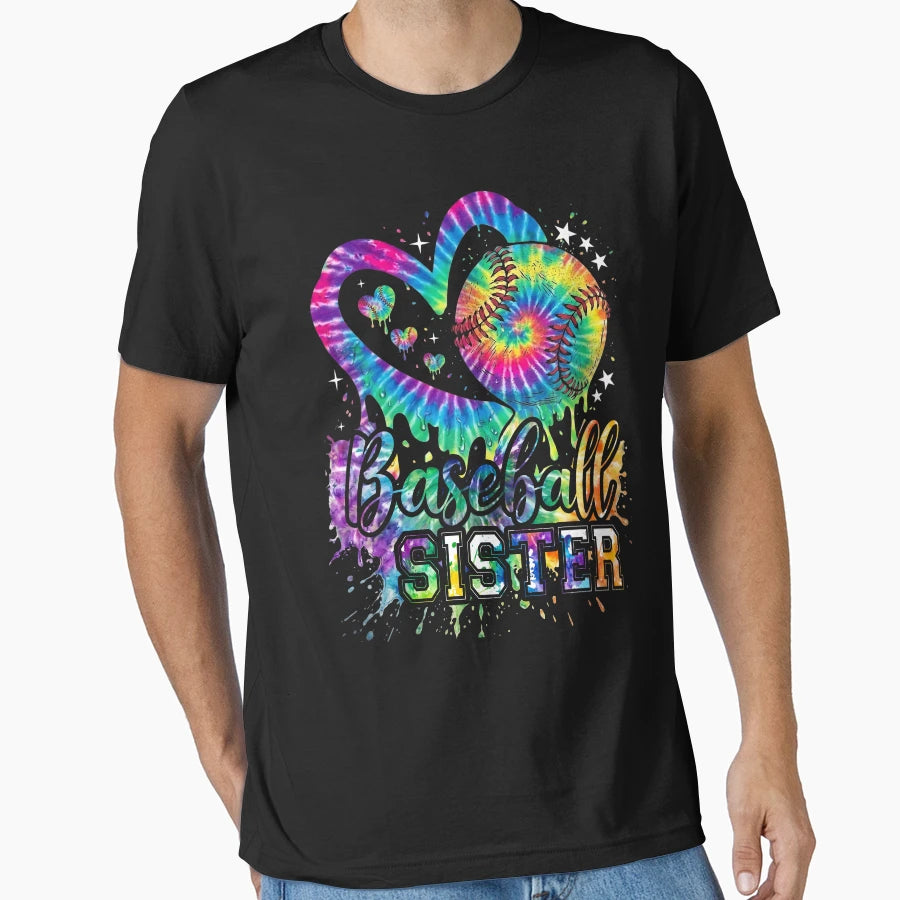 Tie Dye Baseball Sister Drip T-Shirt - Aesthetic Graphic Men Women - T-Shirt, Sweatshirt, Hoodie
