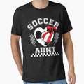 Soccer Aunt Heart Bow T-Shirt - Fun Novelty Design Men Women - T-Shirt, Sweatshirt, Hoodie