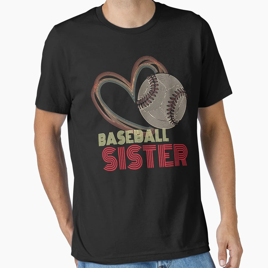 Baseball Sister Line Heart T-Shirt - Casual Everyday Wear Unisex - T-Shirt, Sweatshirt, Hoodie