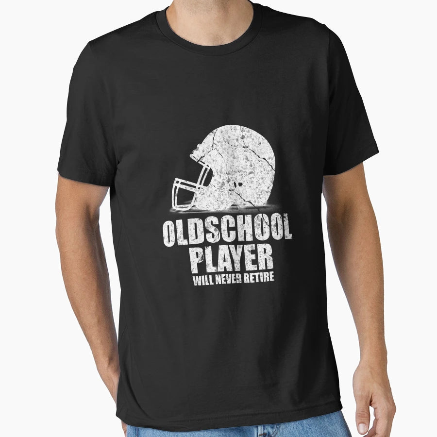 Oldschool Player Will Never Retire T-Shirt - Aesthetic Graphic Unisex - T-Shirt, Sweatshirt, Hoodie