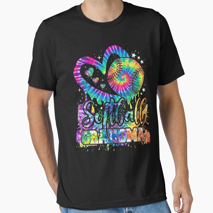 Tie Dye Softball Grandma Splash T-Shirt - Graphic Print Men Women - T-Shirt, Sweatshirt, Hoodie