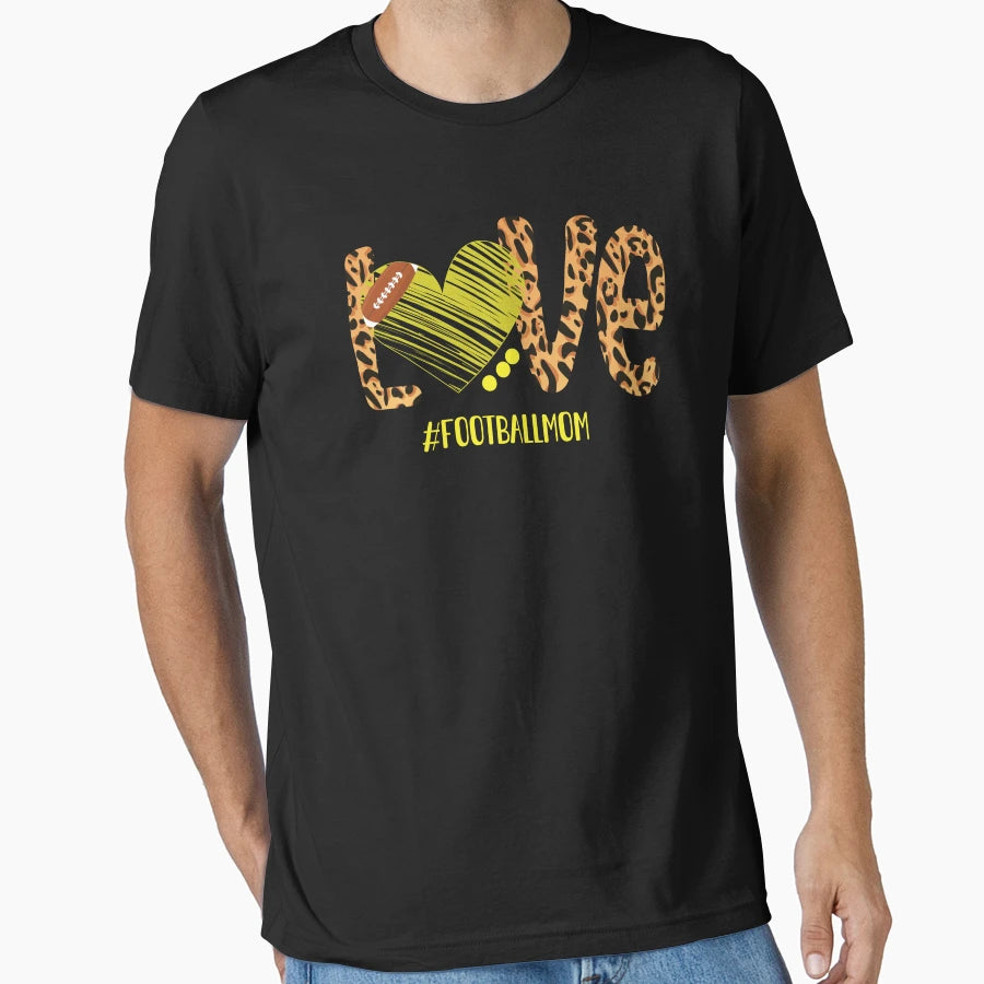 Love Football Mom Leopard Football Lover T-Shirt - Custom Art Print Unisex - T-Shirt, Sweatshirt, Hoodie