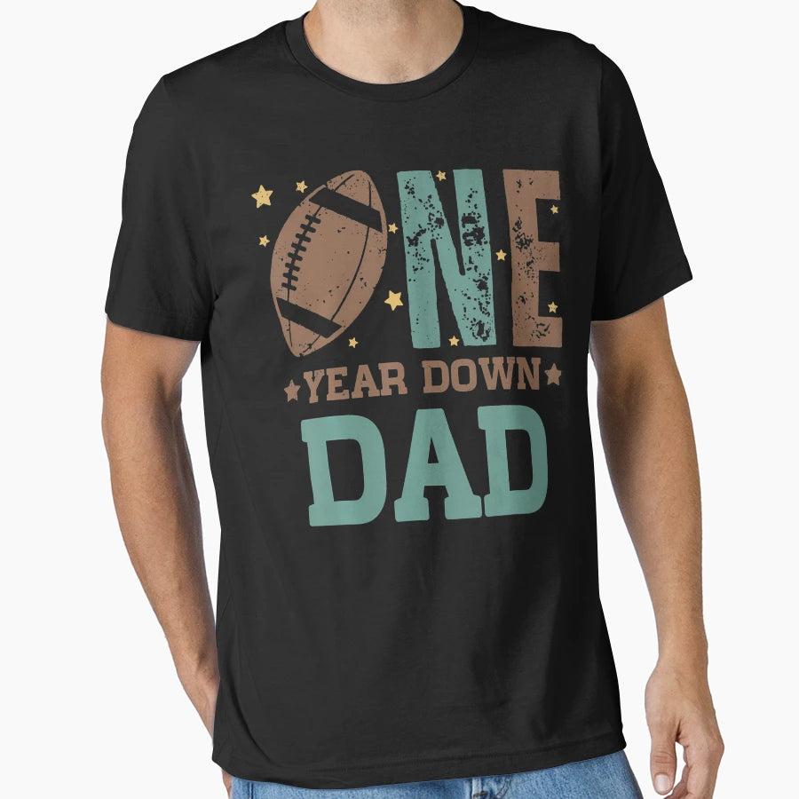 Dad 1 Year Old Football 1St Year Down T-Shirt - Unique Graphic Men Women - T-Shirt, Sweatshirt, Hoodie