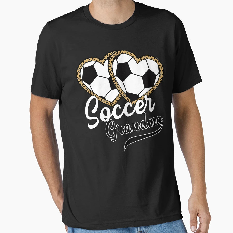 Leopard Heart Soccer Grandma T-Shirt - Aesthetic Graphic Men Women - T-Shirt, Sweatshirt, Hoodie