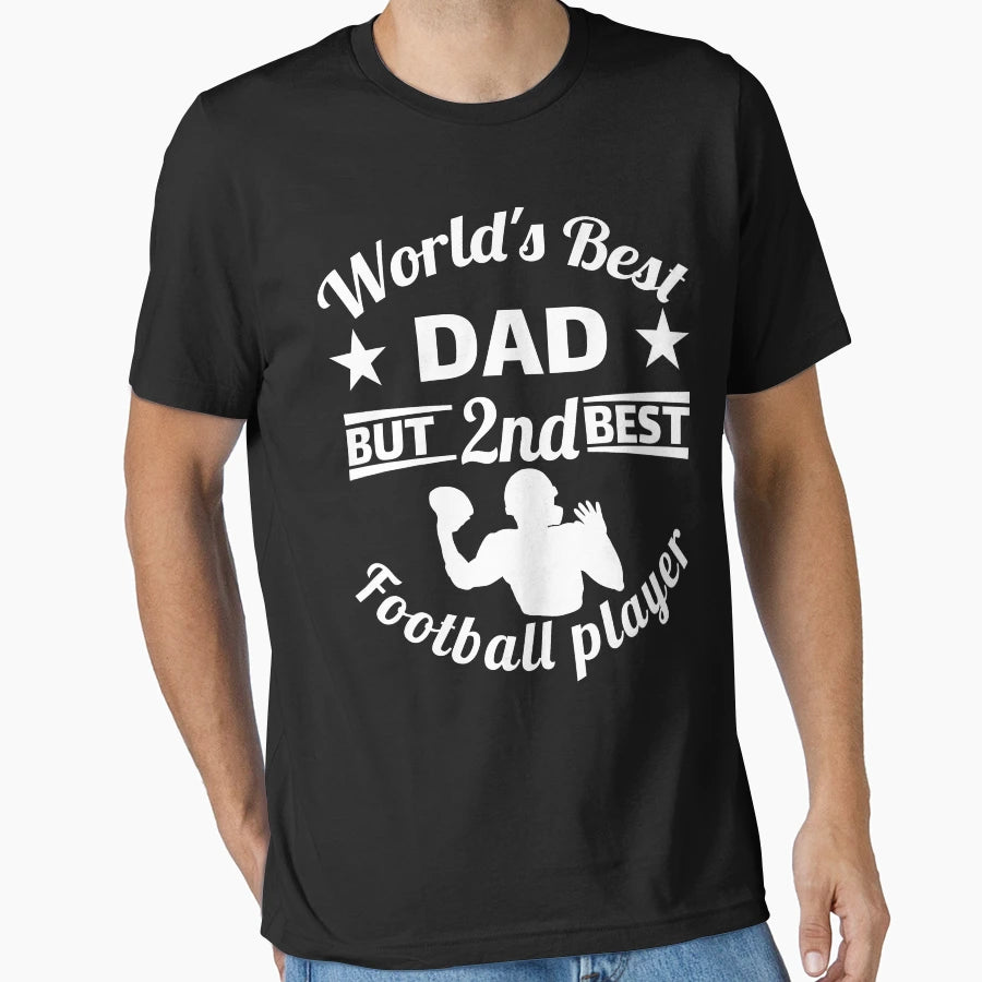 Worlds Best Dad But 2Nd Best American T-Shirt - Trendy Graphic Unisex - T-Shirt, Sweatshirt, Hoodie