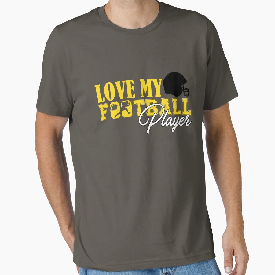 Love Football Player T-Shirt - Casual Everyday Wear for Adults - T-Shirt, Sweatshirt, Hoodie