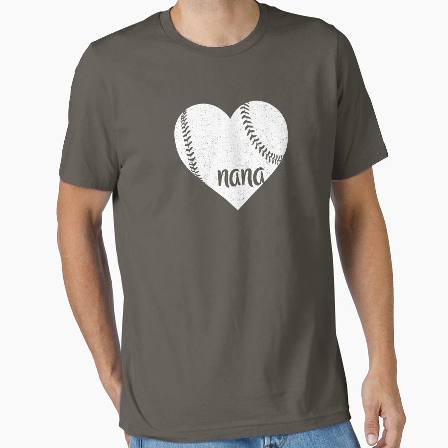 Baseball Nana Heart T-Shirt - Custom Art Print for Adults - T-Shirt, Sweatshirt, Hoodie