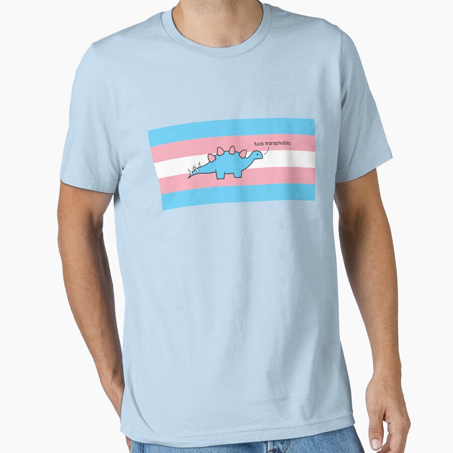 Fuck transphobia cute dinosaur design by anins-azuree - Adult & Kids T-Shirts, Sweatshirts & Hoodies apparel design preview 1