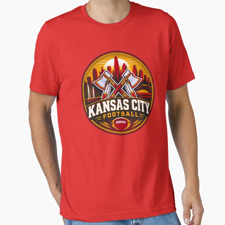 Kansas City Football Sports Emblem T-Shirt - Trendy Graphic Men Women - T-Shirt, Sweatshirt, Hoodie