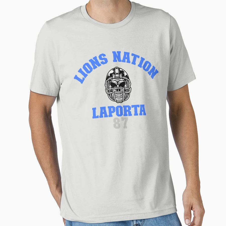 Lions Nation Laporta 87 Detroit T-Shirt - Novelty Apparel for Adults - T-Shirt, Sweatshirt, Hoodie
