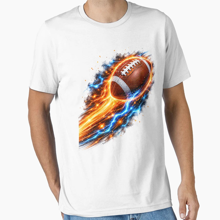 Fire And Lightning American Football T-Shirt - Minimalist Print Unisex - T-Shirt, Sweatshirt, Hoodie