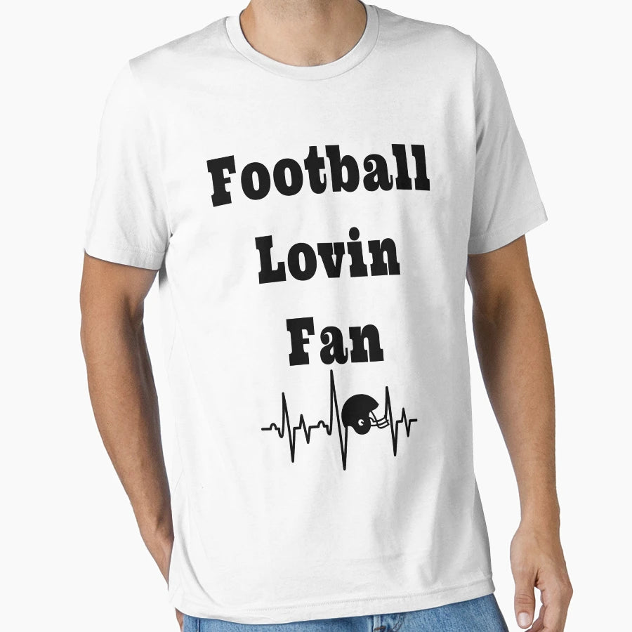 Football Lovin Fan Football Heartbeat T-Shirt - Minimalist Print for Adults - T-Shirt, Sweatshirt, Hoodie