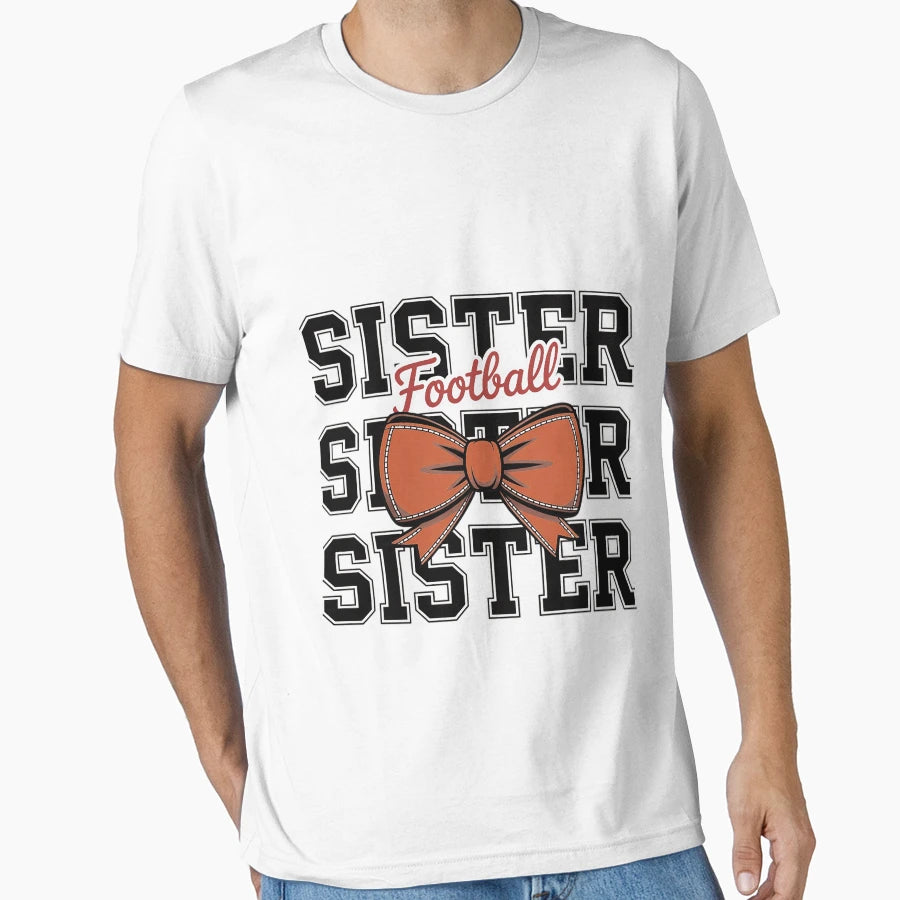 Football Sister Coquette Bow Teen T-Shirt - Custom Art Print Men Women - T-Shirt, Sweatshirt, Hoodie