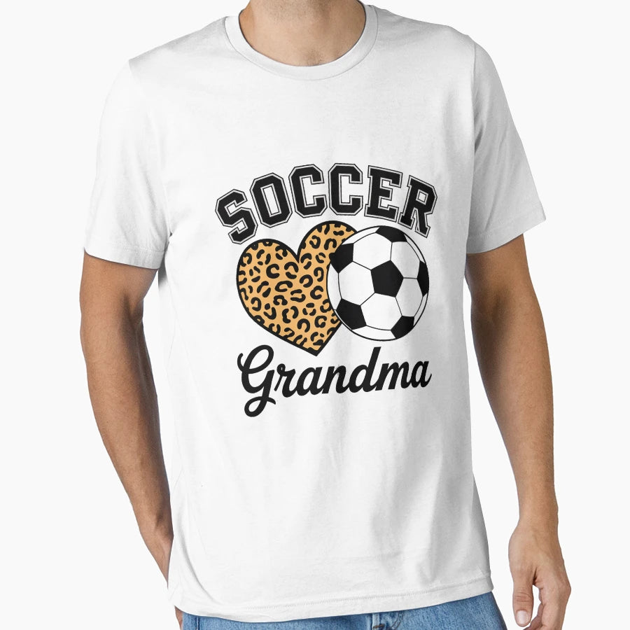 Soccer Grandma Leopard Heart Funny T-Shirt - Minimalist Print Unisex - T-Shirt, Sweatshirt, Hoodie