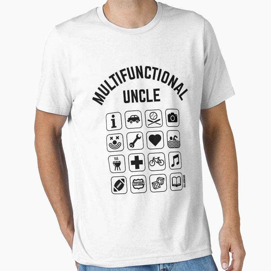 Multifunctional Uncle 16 Icons T-Shirt - Custom Art Print for Adults - T-Shirt, Sweatshirt, Hoodie
