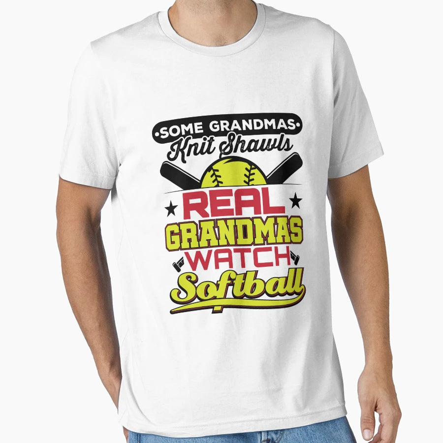 Real Grandmas Watch Softball Softball T-Shirt - Custom Art Print Unisex - T-Shirt, Sweatshirt, Hoodie