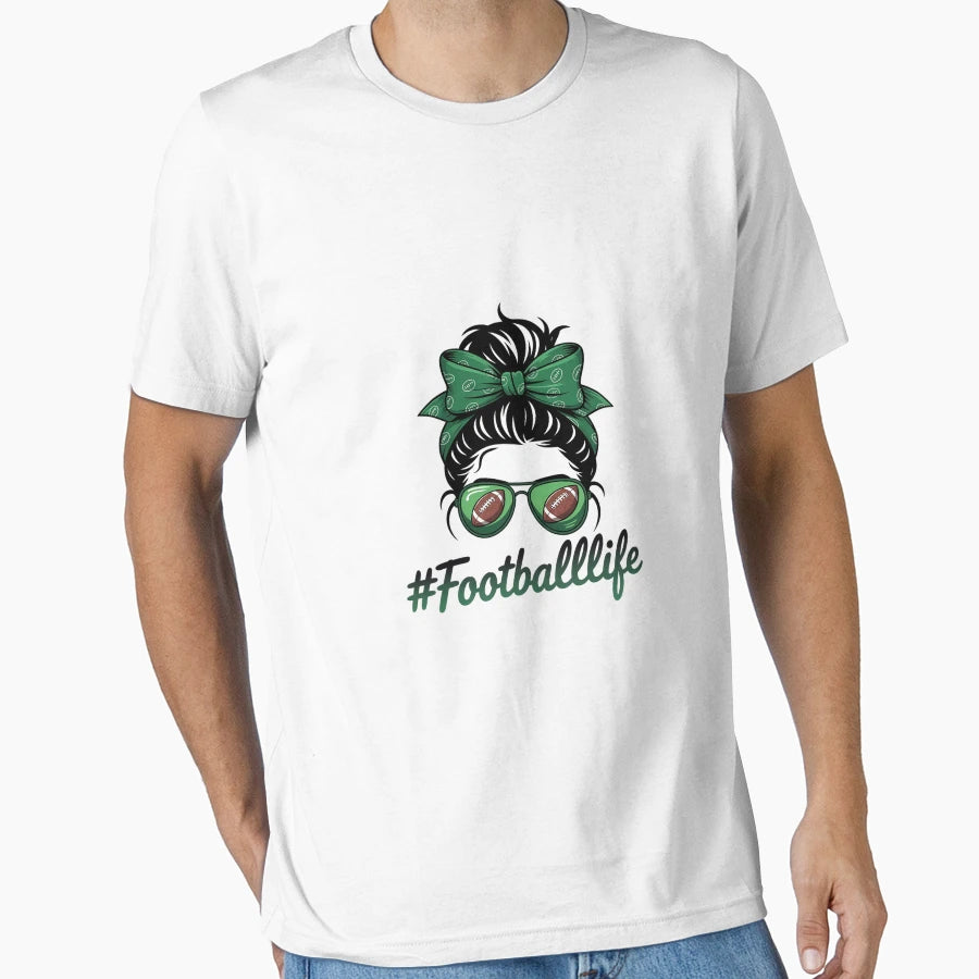 Football Mom Life Messy Bun T-Shirt - Casual Everyday Wear for Adults - T-Shirt, Sweatshirt, Hoodie