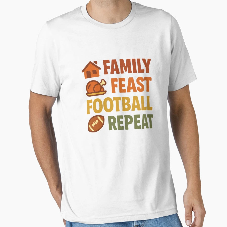 Family Feast Football Repeat T-Shirt - Custom Art Print for Adults - T-Shirt, Sweatshirt, Hoodie
