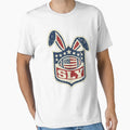 Sly American Football Bunny Shield T-Shirt - Unique Graphic Men Women - T-Shirt, Sweatshirt, Hoodie