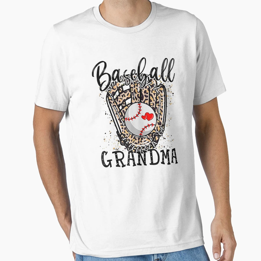 Leopard Baseball Grandma Baseball Lover T-Shirt - Minimalist Print Unisex - T-Shirt, Sweatshirt, Hoodie