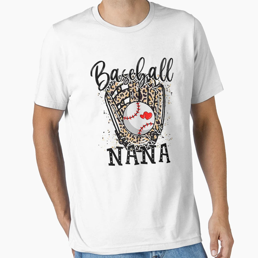 Baseball Nana Leopard Game Day Baseball T-Shirt - Graphic Print Men Women - T-Shirt, Sweatshirt, Hoodie