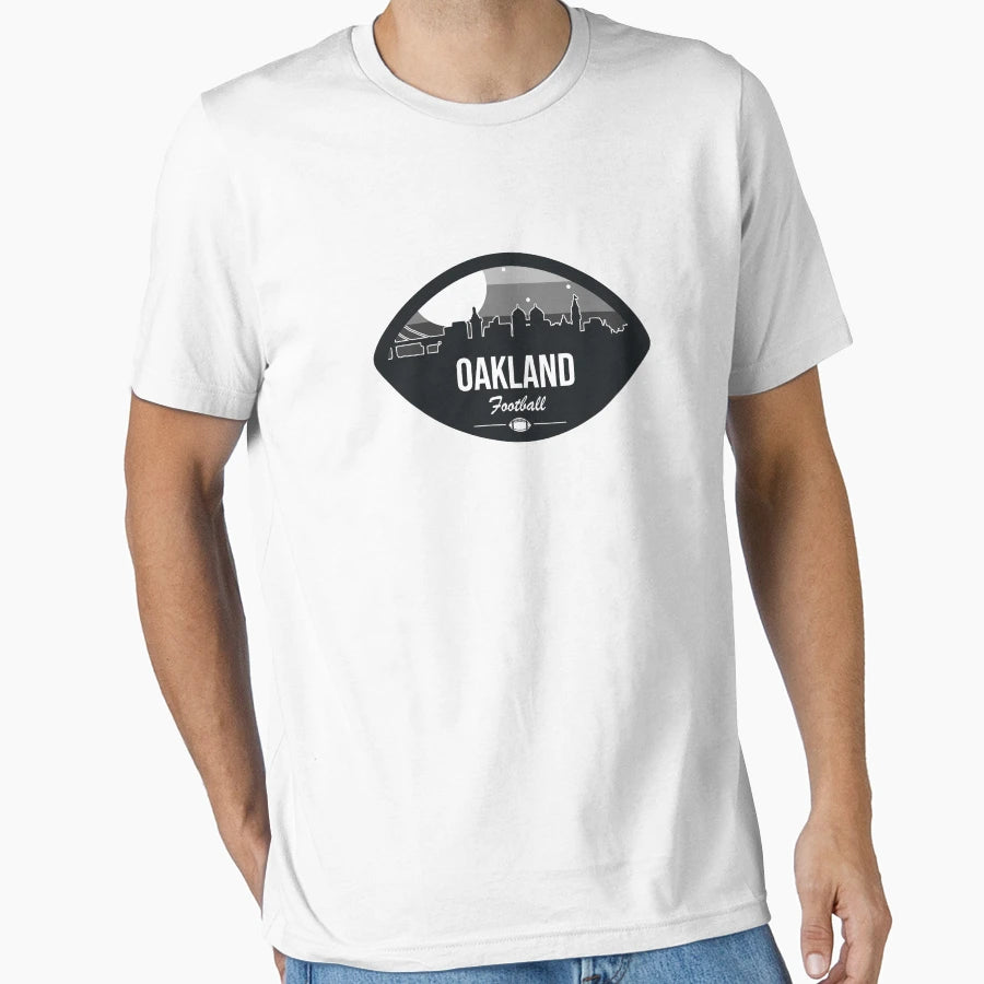 Oakland Football Skyline Badge T-Shirt - Aesthetic Graphic Men Women - T-Shirt, Sweatshirt, Hoodie