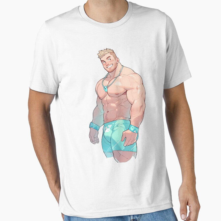 Cute Muscular Gay Guy Flexing by homorohomo - Adult & Kids T-Shirts, Sweatshirts & Hoodies apparel design preview 1