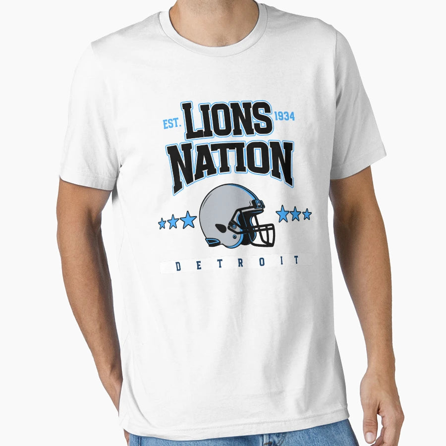 Lions Nation Detroit Football T-Shirt - Aesthetic Graphic for Adults - T-Shirt, Sweatshirt, Hoodie