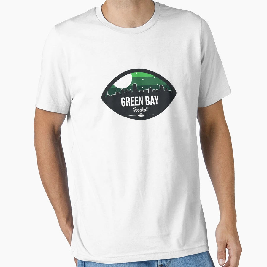 Green Bay Football Skyline Badge T-Shirt - Aesthetic Graphic for Adults - T-Shirt, Sweatshirt, Hoodie