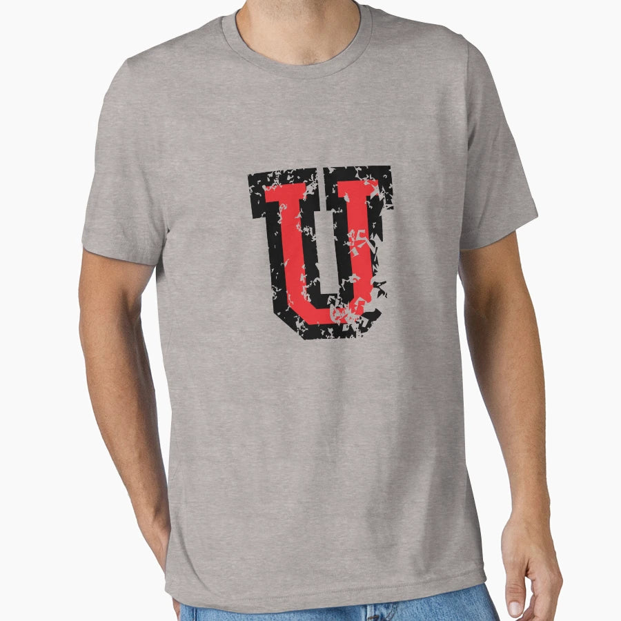 Letter U Distressed Two Color Black Red T-Shirt - Graphic Print for Adults - T-Shirt, Sweatshirt, Hoodie