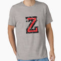 Letter Z Distressed Two Color Black T-Shirt - Minimalist Print Men Women - T-Shirt, Sweatshirt, Hoodie